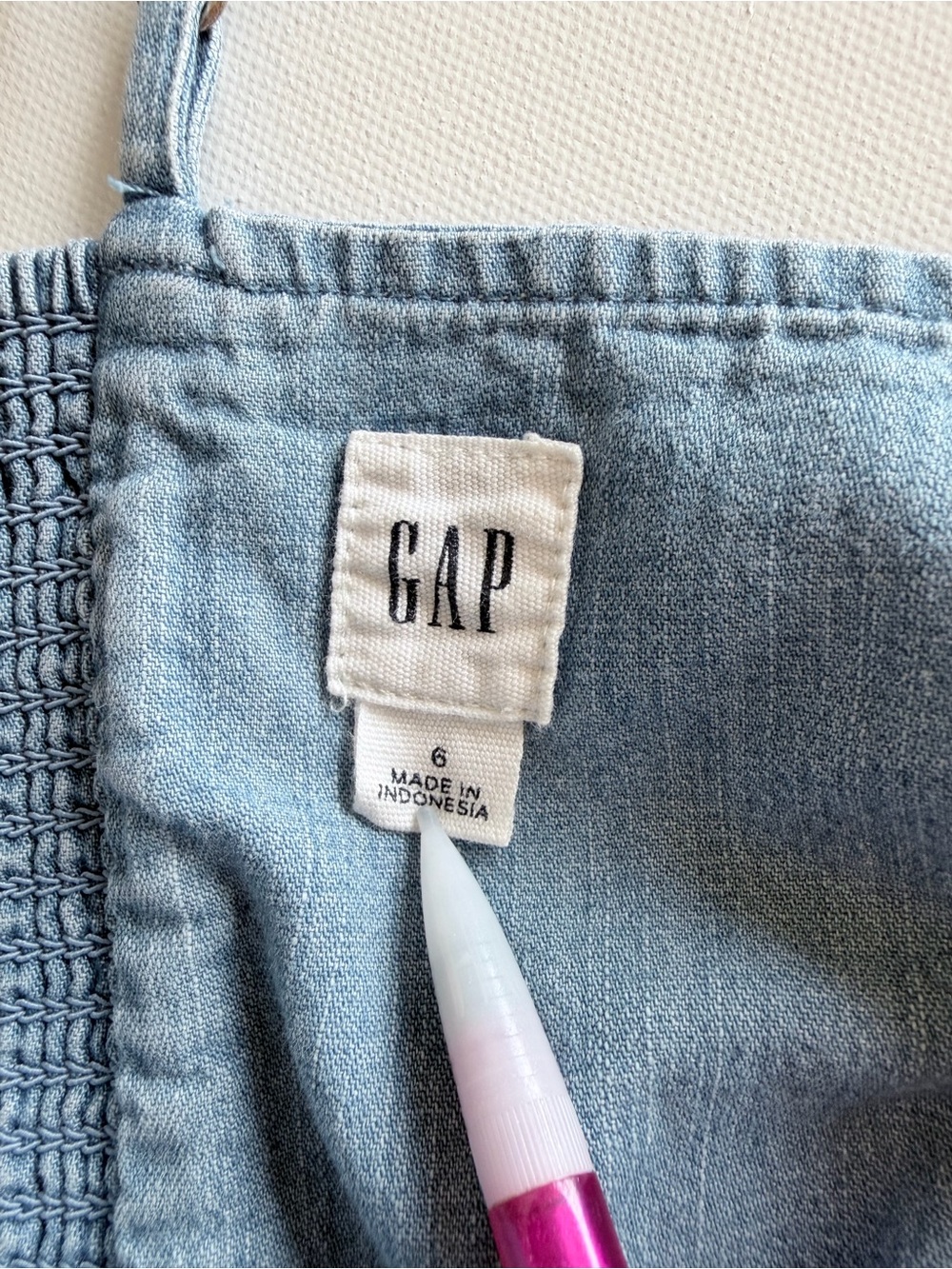 GAP Chambray Fit & Flare Mini Dress Blue Button Front Size 6 - Picture 5 of 12